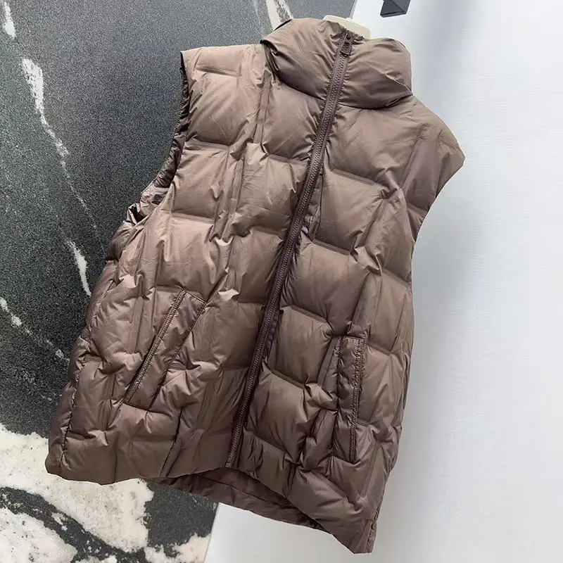 Women's Patchwork Hooded Sleeveless Down Jacket, Fashionable, Casual, And Versatile Vest
