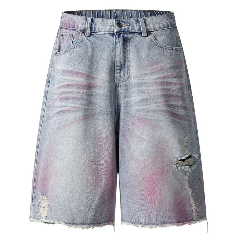 Ripped Denim Shorts Men Summer Casual Loose Jeans Shorts Streetwear Hip Hop Shorts