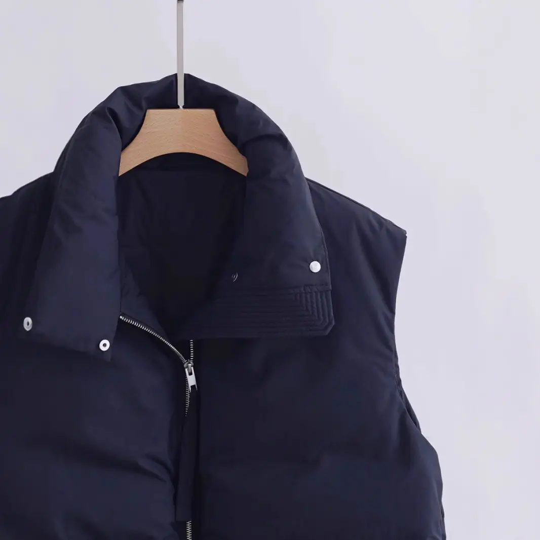Down Vest, Bread-Shaped Down Jacket, Zippered Commuter Style