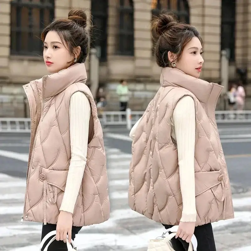 Women's Short Sleeveless Down Vest Coat For Winter, Warm Women's Vest Coat