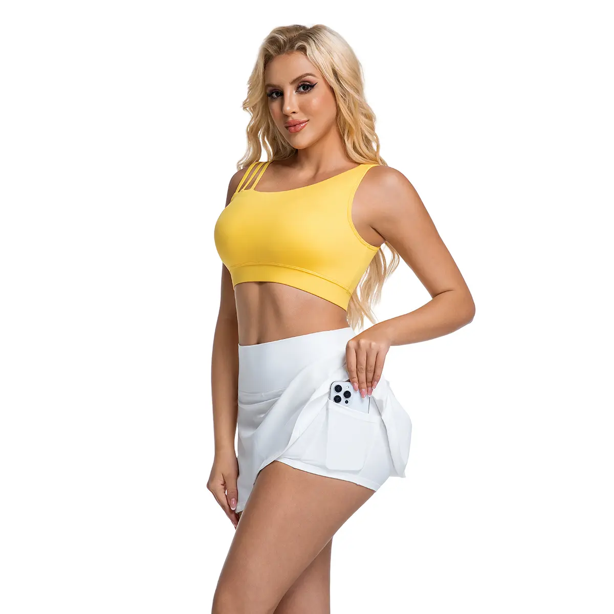 Women Skort With Pockets Crossover High Waisted Athletic Workout Skorts