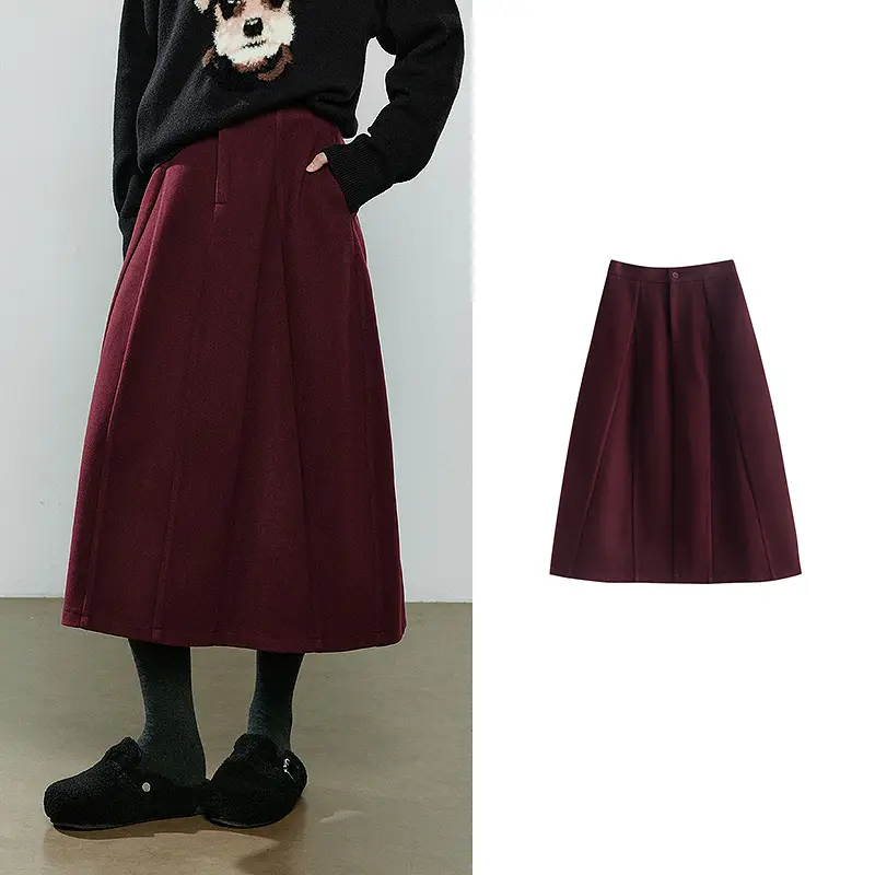 Women Midi Skirts New Asymmetric Style Warm