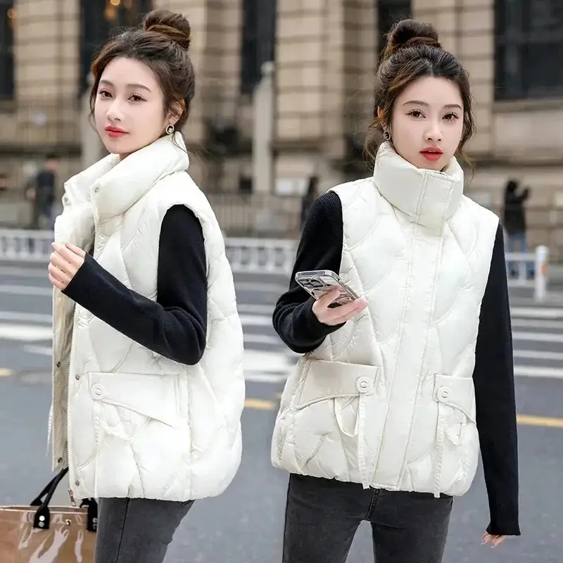 Women's Short Sleeveless Down Vest Coat For Winter, Warm Women's Vest Coat