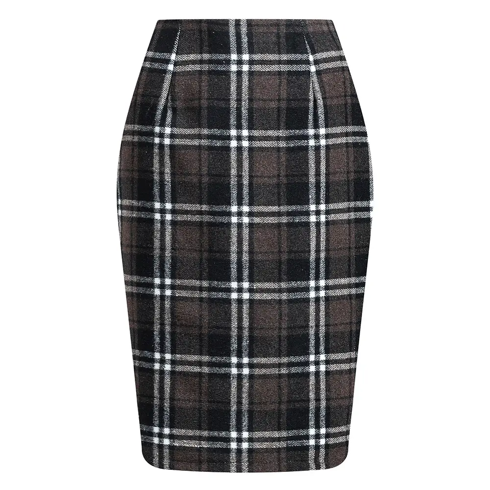 Women's Plaid Hip Skirt Zipper Slim Fashion Office...