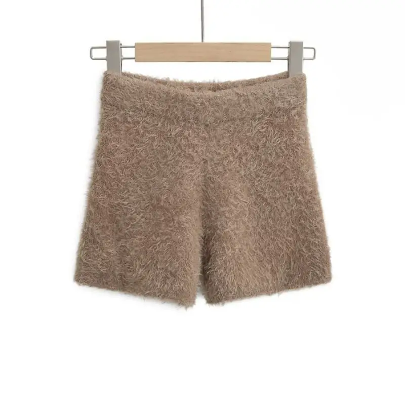 Women's Autumn Winter Faux Mink Hair Shorts Sweet ...
