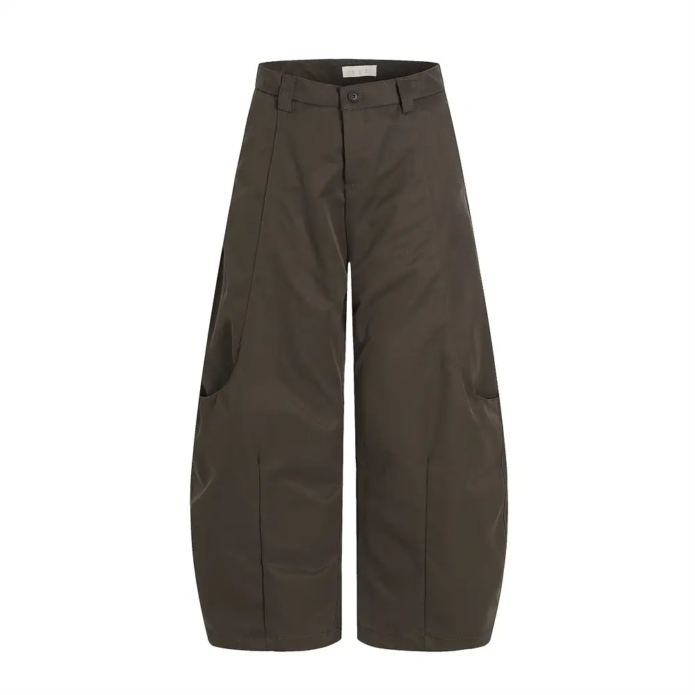 Solid Color Loose Wide-Leg Casual Curved Trousers For Men