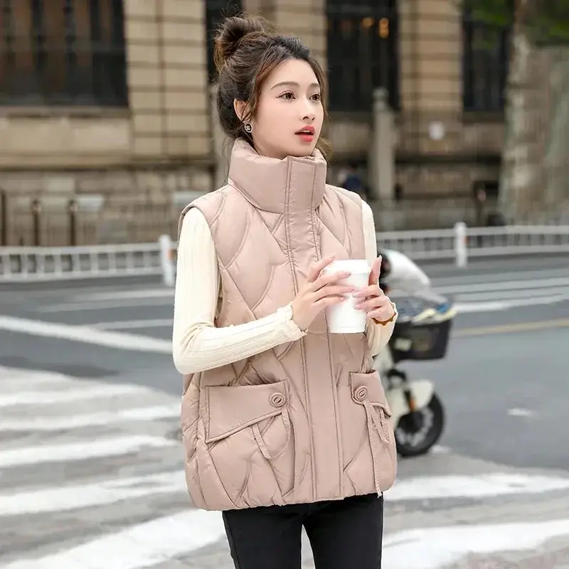 Women's Short Sleeveless Down Vest Coat For Winter, Warm Women's Vest Coat