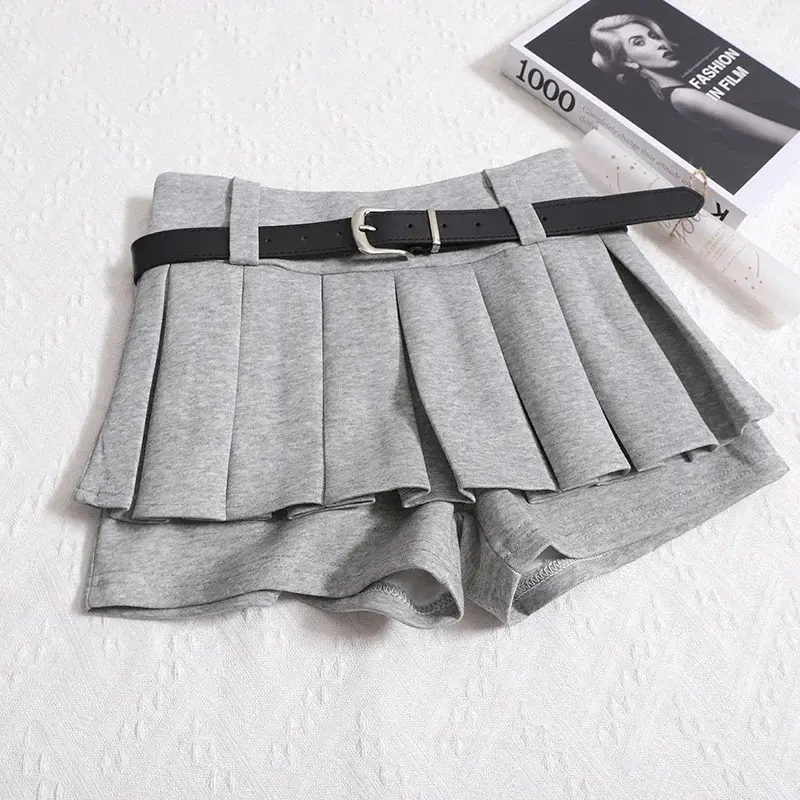 Women Skorts Autumn Winter Belt High Waist Fluffy ...