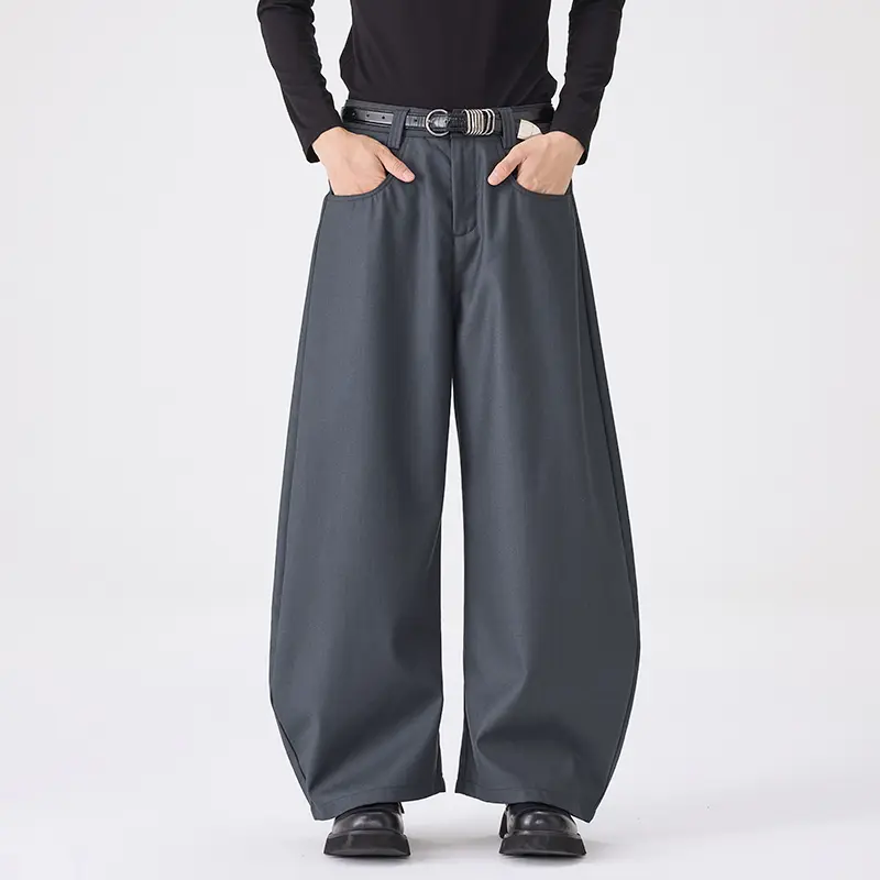 Men's Street Style Hip-Hop Loose Casual Wide-Leg Curved Trousers