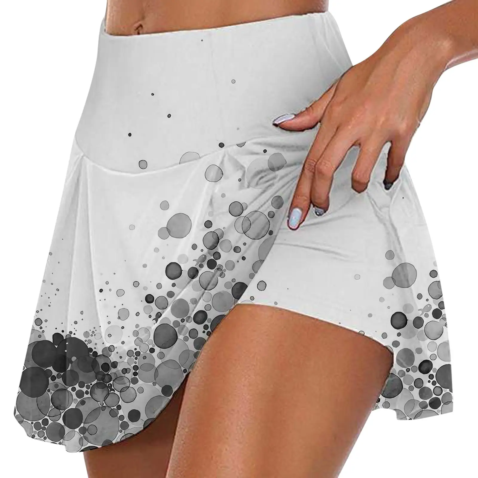 Women's Athletic Stretchy Pleated Inner Skorts Elastic Sports Skorts