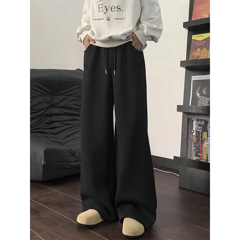 Men's Winter Loose Casual Straight Wide-Leg Pants