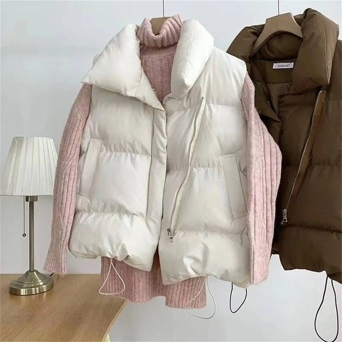 Stylish Stand-Up Collar Elegant Vest Down Jacket W...