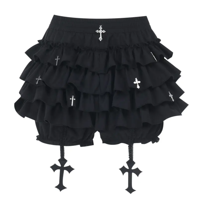 Multi-Layered Ruffled High Waist Skorts Streetwear