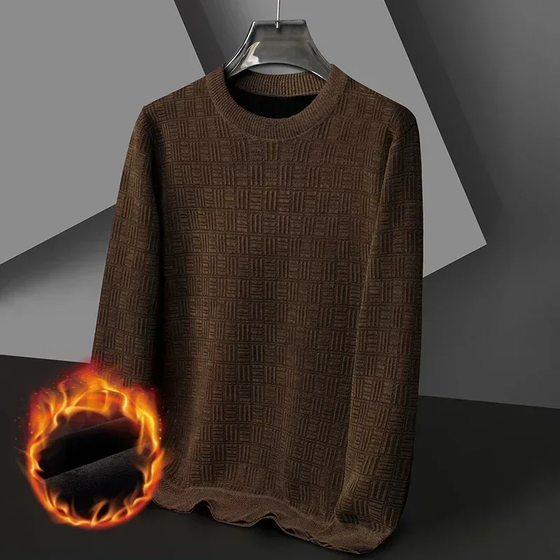 Men's Thickened Sweater Knitted Sweaters Crew Neck Warm Casual Top Pullover Jumper