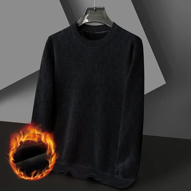 Men's Thickened Sweater Knitted Sweaters Crew Neck...