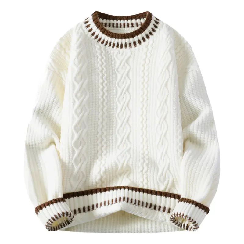 Men's Knitted Sweater O-Neck Loose Hoodie Warmth L...