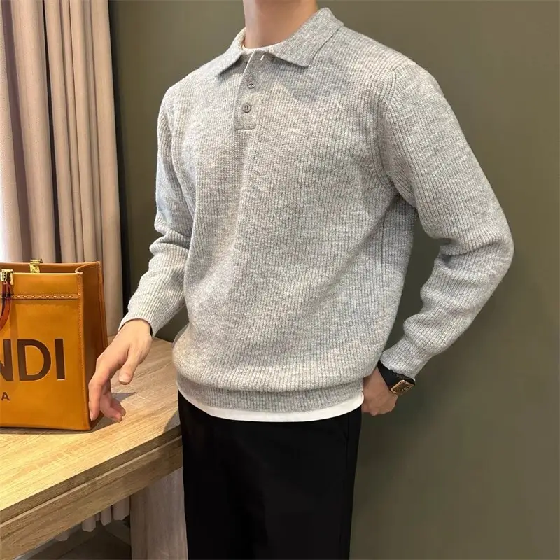 Men Sweater Pullover Jumper Solid Thicken Fashion Clothing Men Knitwearing