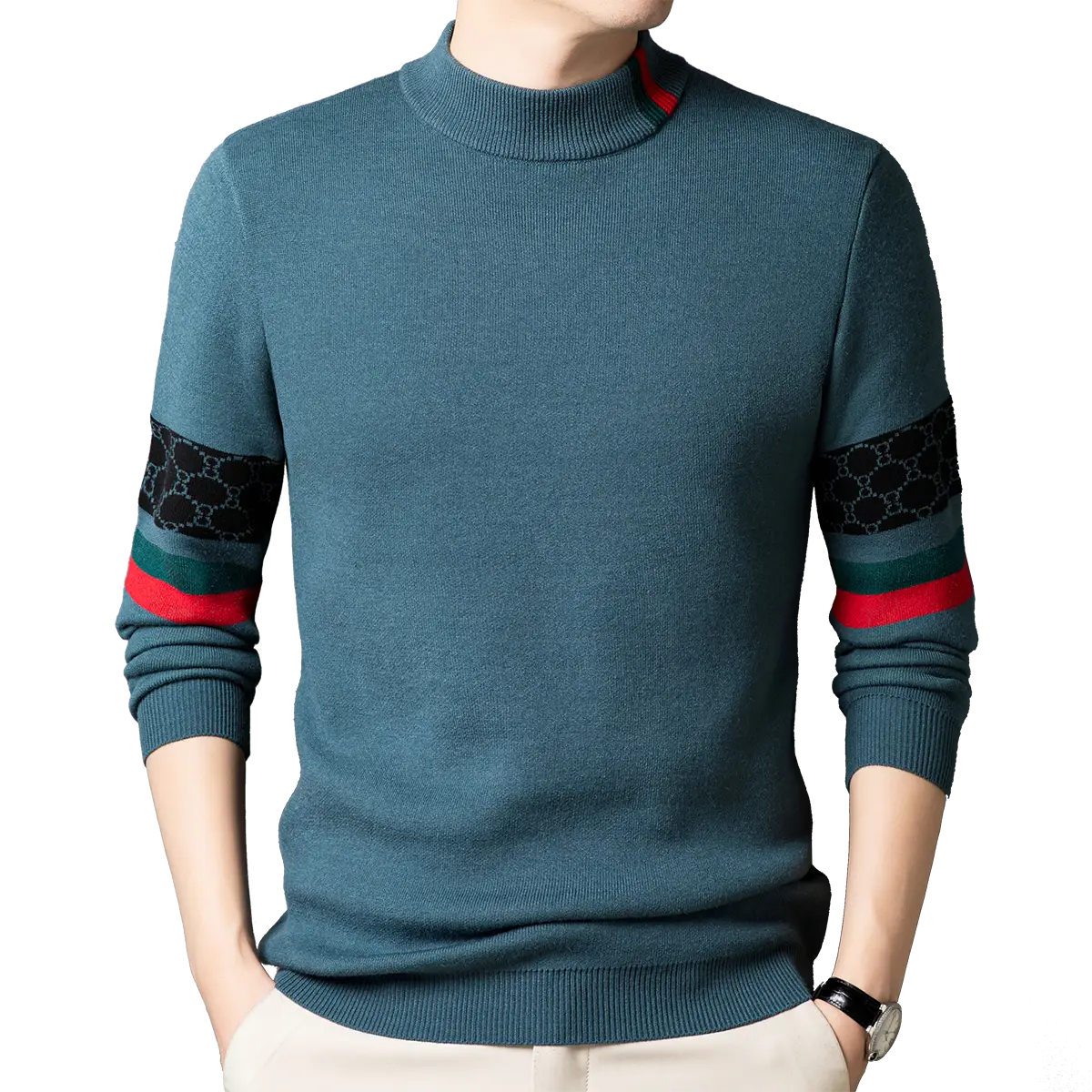 Men's Knitted Pullover O-Neck Embroidery Sweater Casual Fashion Knitwear Men Clothes