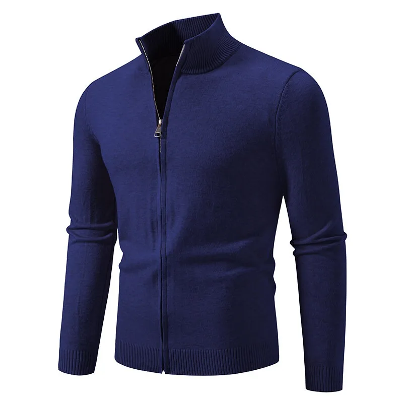 Men's Knit Zipper Sweaters Stand Collar Cardigan S...