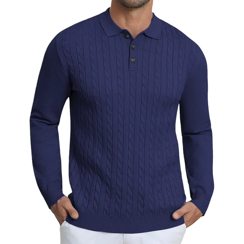 Men's Cable Knit Pullover Sweater Long Sleeve Patterned Warm Casual Sweaters Men's Cold Blouse