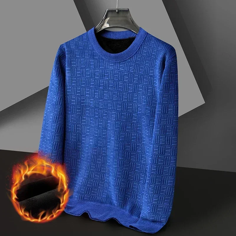 Men's Thickened Sweater Knitted Sweaters Crew Neck Warm Casual Top Pullover Jumper