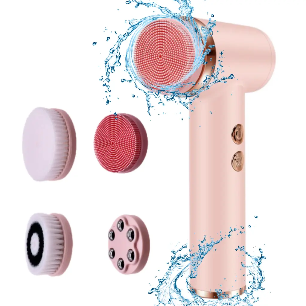 Electric Facial Cleansing Brush 4-in-1 Waterproof Rotating Soft Silicone Massager Deep Pore Cleaner Rechargeable Beauty Tool