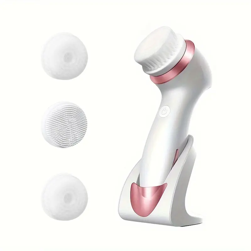 3 In 1 Electric Facial Cleansing Brush With 3 Brush Heads Water Proof Rechargeable