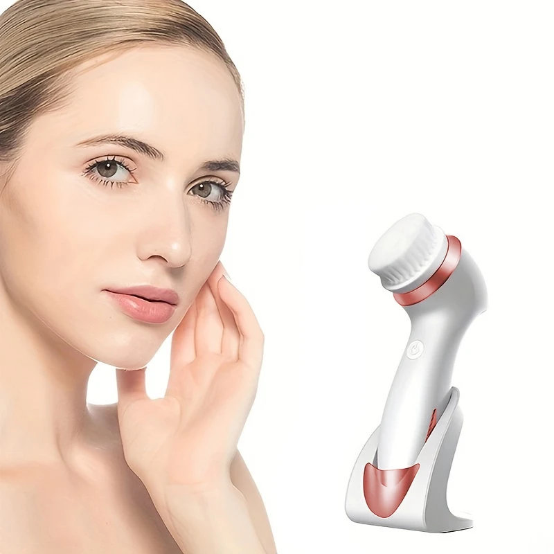 3 In 1 Electric Facial Cleansing Brush With 3 Brush Heads Water Proof Rechargeable
