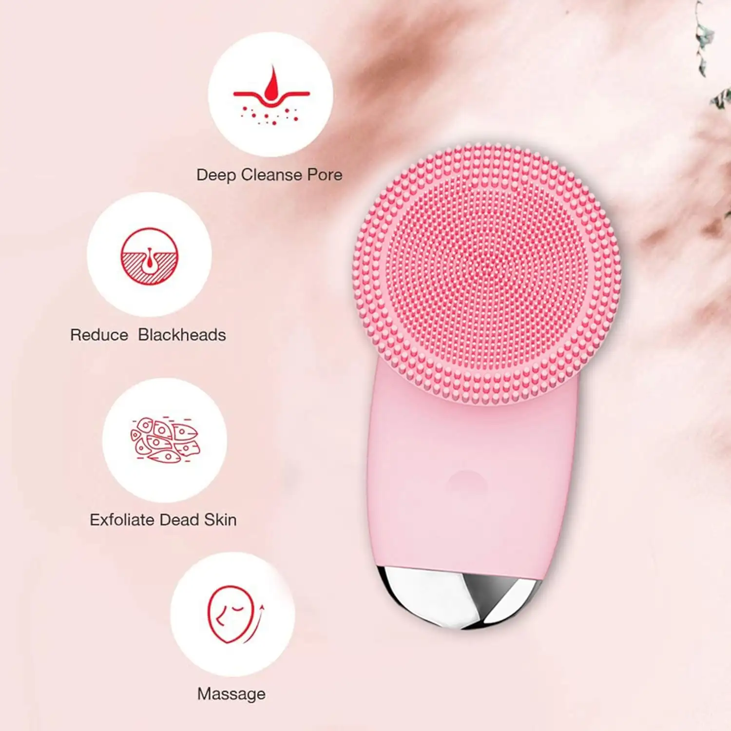 Soft Silicone Facial Cleansing Brush Face Scrubber Rechargeable Waterproof Skin Care Tool