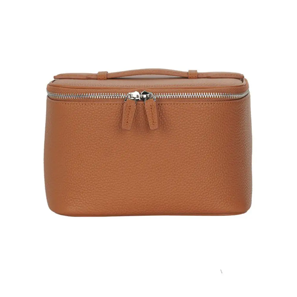 Large capacity portable stylish genuine leather waterproof toiletry bag