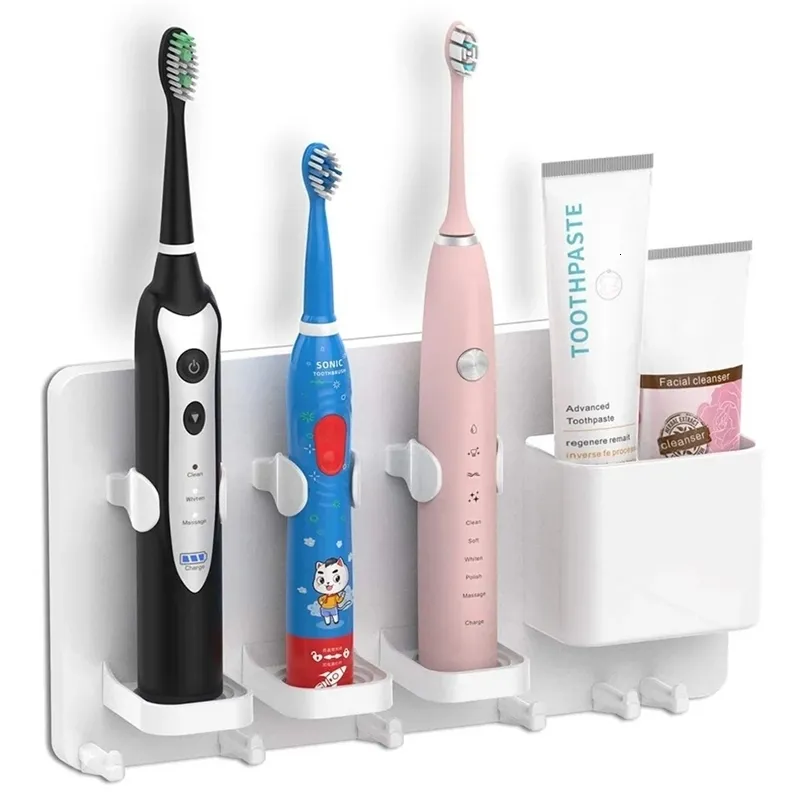 Adhesive Electric Toothbrush Holder Wall Mounted Bathroom Organizer Box Bathroom Accessories