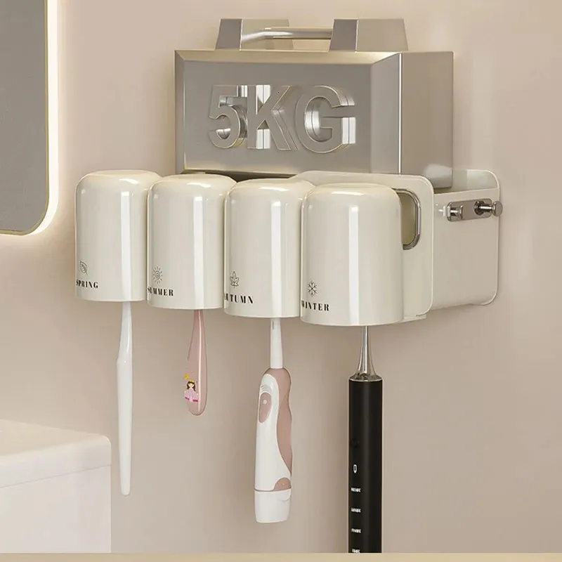 Wall Mounted Toothbrush Holder Set No Drilling - A...