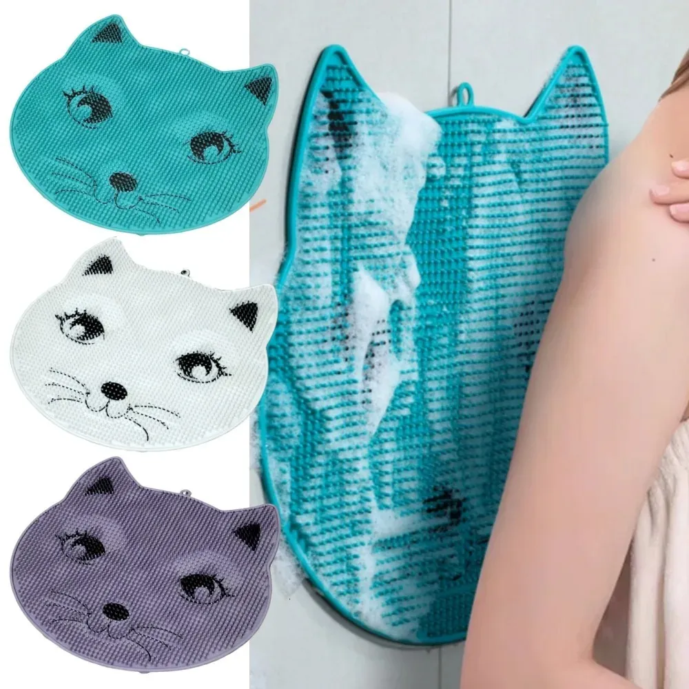 Exfoliating Shower Massage Brush Silicone Back Massager Foot Scrubber Bathroom Non-slip Bath Mat Body Cleaning Bathing Tools