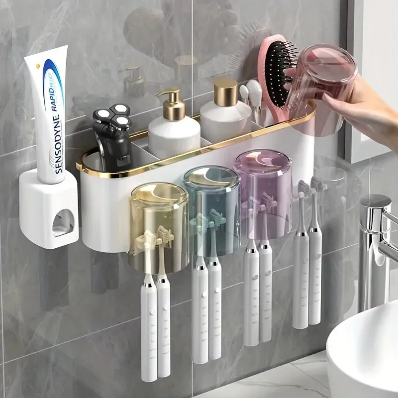 Toothbrush Holder With Squeezer Perforation-Free B...
