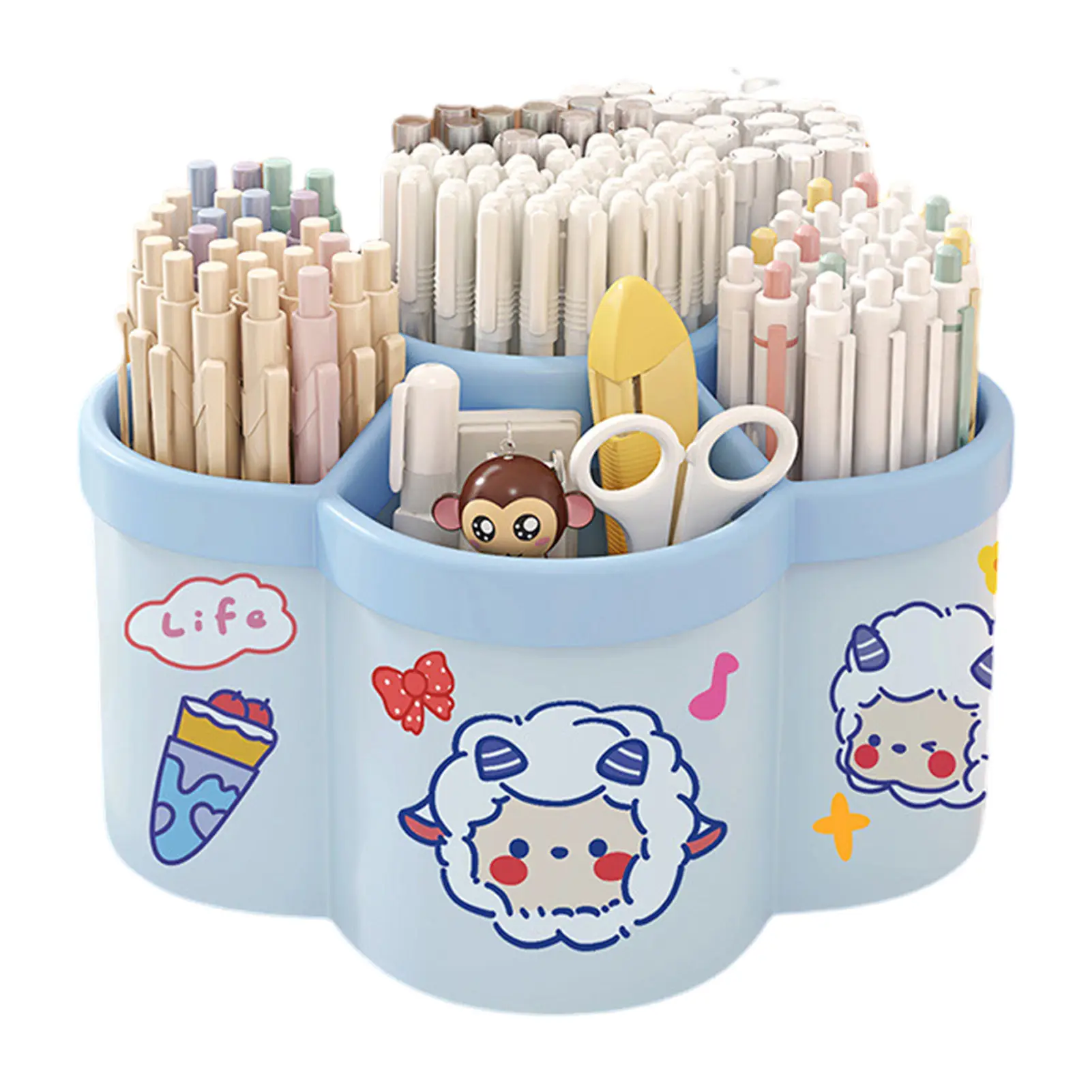Multifunctional Rotating Pen Holder Desk Organizer Large Capacity Plastic Creative Storage Container