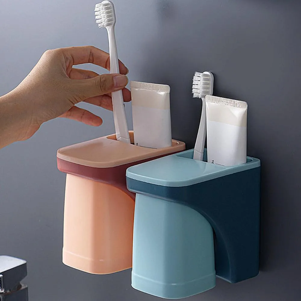 Wall-Mounted Magnetic Bathroom Toothbrush Holder, Dustproof And Drainable Bathroom Cup