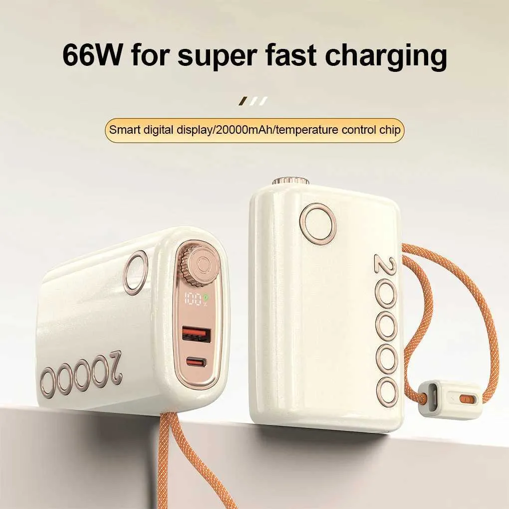 Fast Charging Power Bank With Built-In Cable, Port...