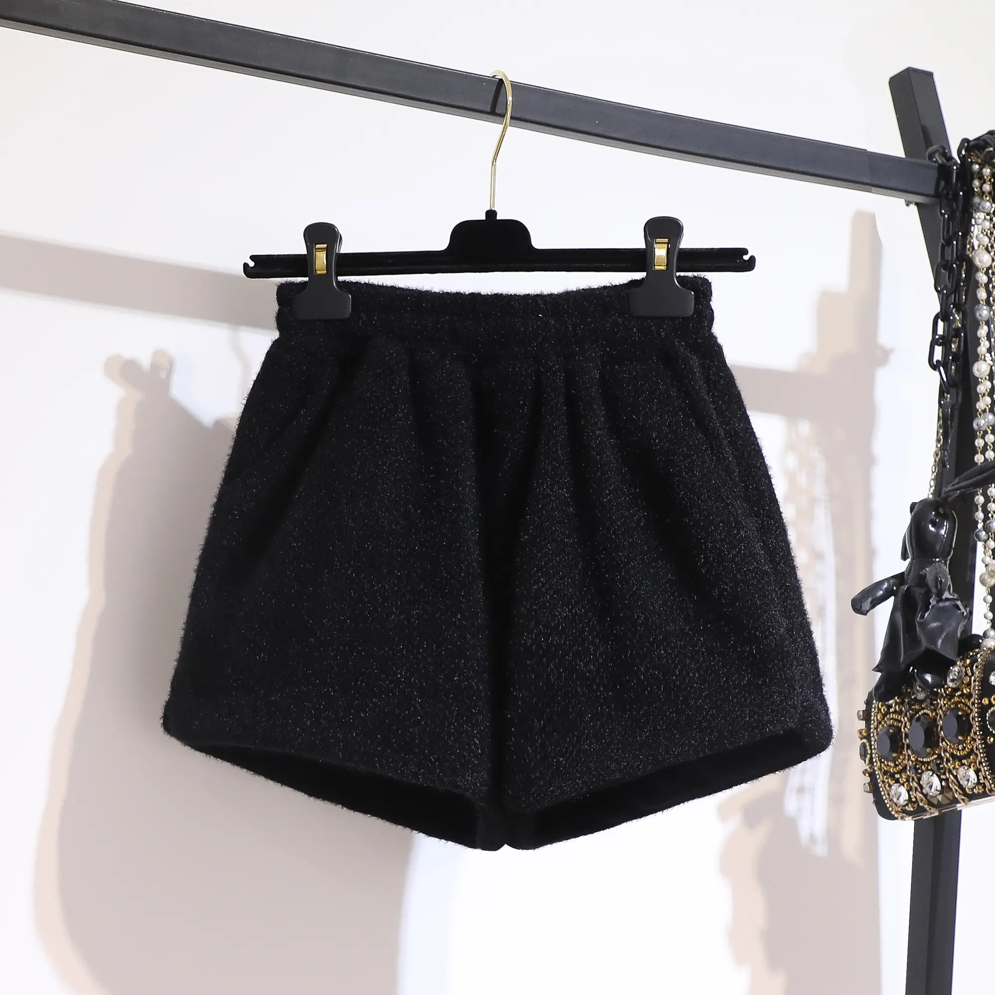 Autumn Chic Fluffy Shorts Women Fashion Solid Simple Loose Leisure Soft Young Popular All-match High Waist Short Trousers