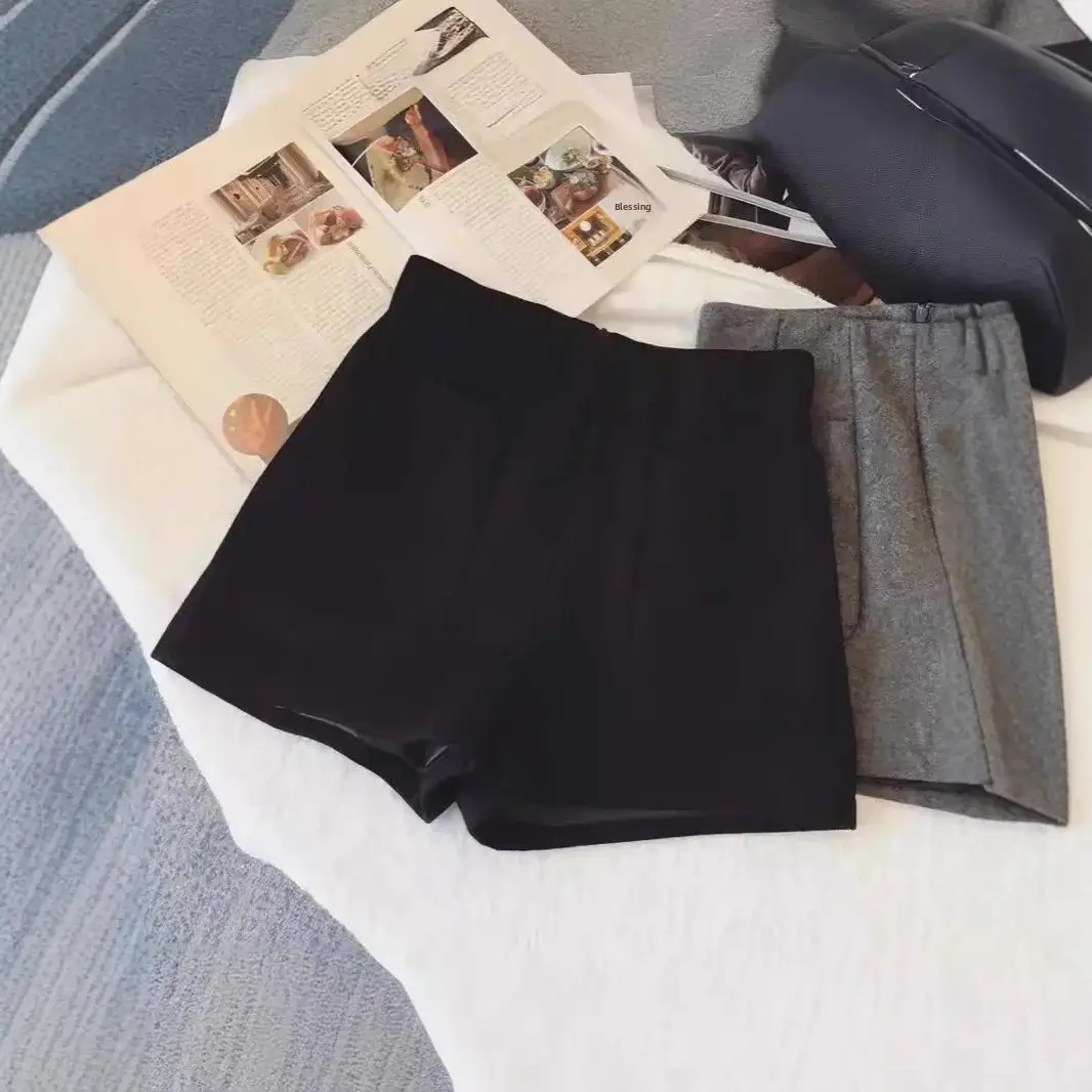 Women's High Waist Woolen Short Autumn Winter Mini Shorts