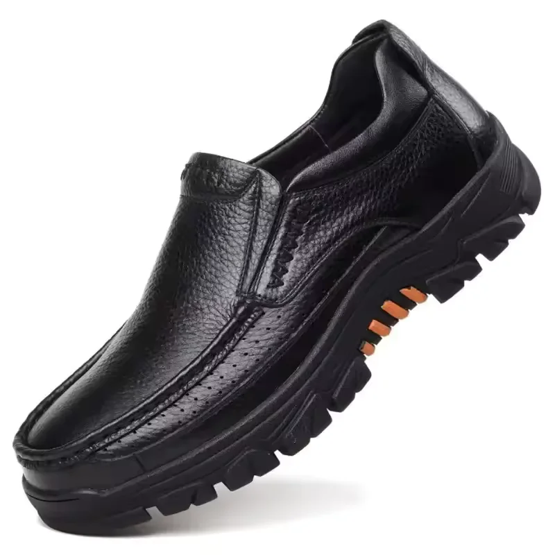 Men Loafers Soft Cow Leather Men Thick Sole Casual Shoes
