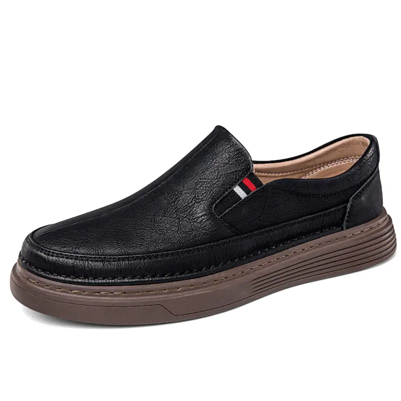 Men's Retro Leather Shoes With Thick Soles And Loafers For Casual Wear