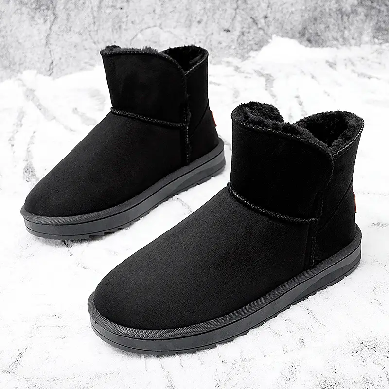 Winter Men's Snow Boots Fur-Coated ...