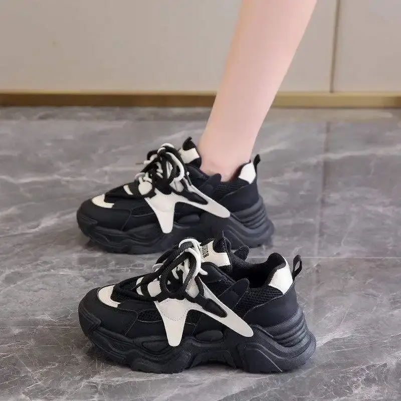 Casual Dad Shoes Women's Trendy Thick Bottom Sports Sneakers Spring Autumn Increase Height Leisure Comfortable Shoes