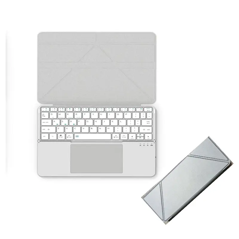 Bluetooth Folding Keyboard With Touchpad Stand Rechargeable Wireless Keyboard