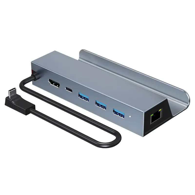 Docking Station 6 in 1 with HDMI 2.0 4K 60Hz Gigabit Ethernet 3 USB A 3.0 and 100W USB Charging Port