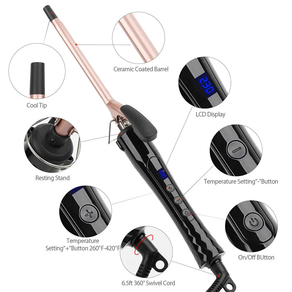 Curling Iron Professional Ceramic Hair Curling Wand Barrel For Long And Short Hair Culer