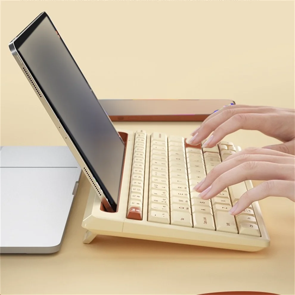 Ergonomic Bluetooth Wireless Keyboard With Integrated Stand,Portable Mult-Device Travel Keyboard