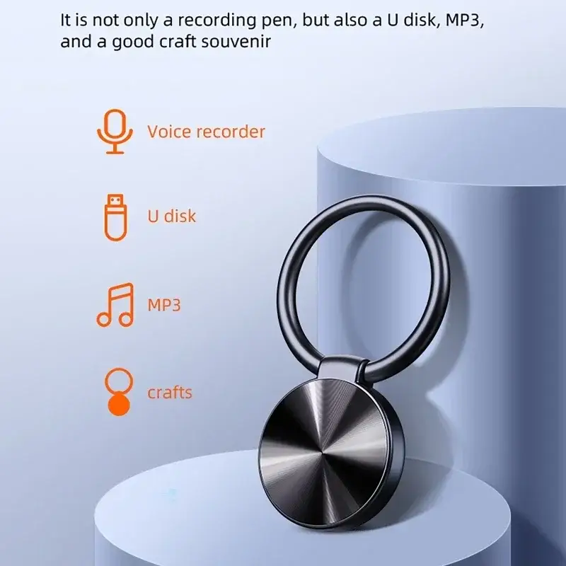 Voice-Activated Voice Recorder Keychain With Smart Noise-Canceling Microphone For Digital Audio Recording