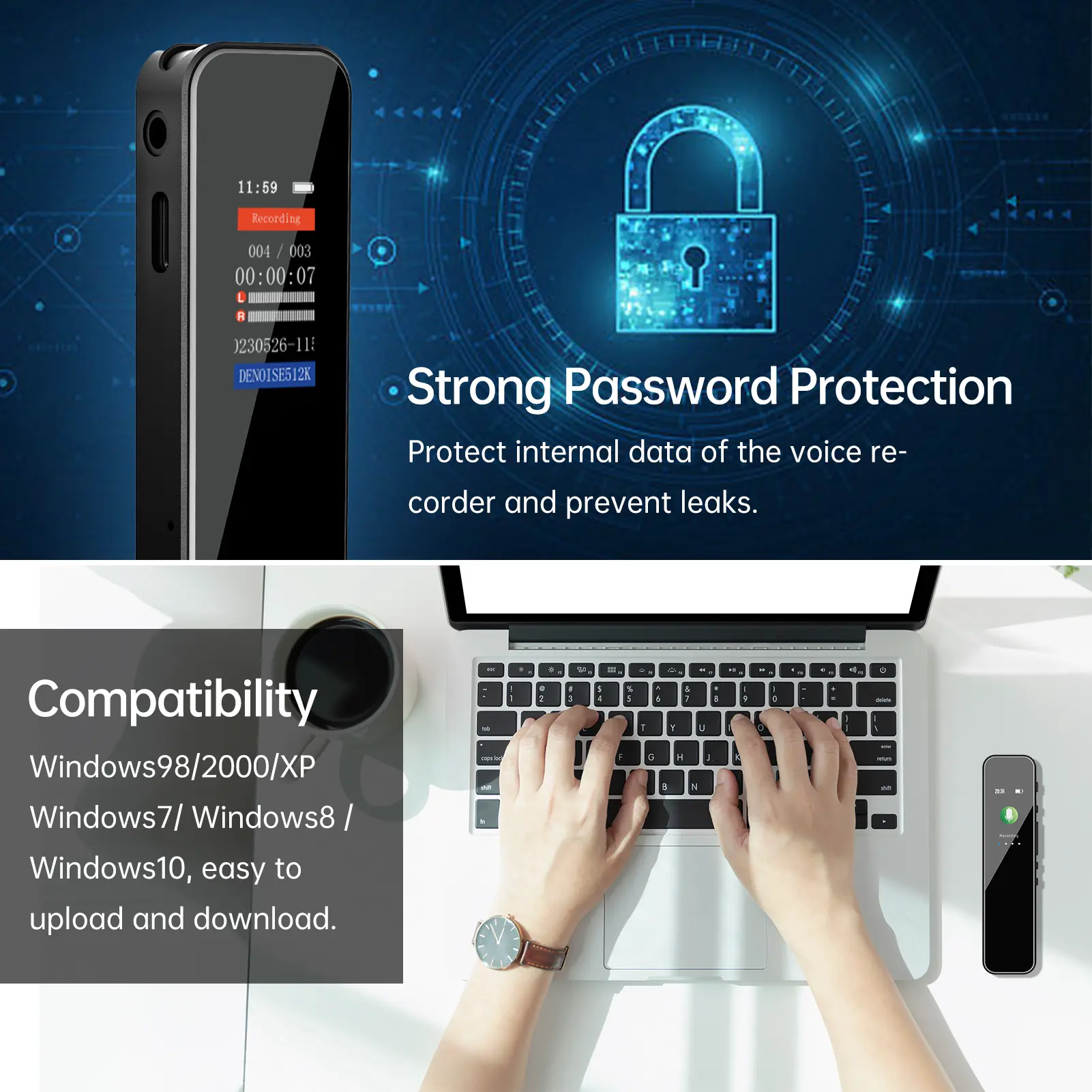 Digital Voice Recorder With Voice-Activated Recording And Noise Reduction Function