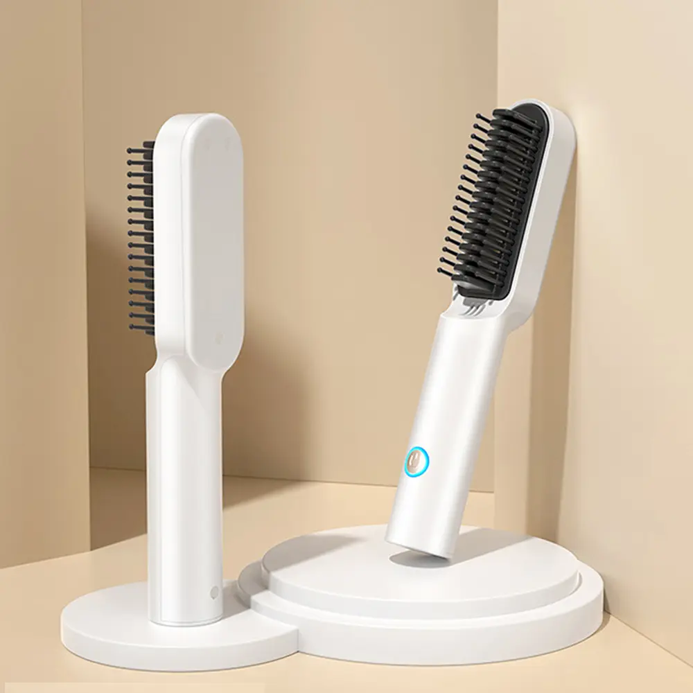 Wireless Hair Straightener Brush Electric Hair Bru...
